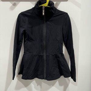 Black Athletic Full-Zip Jacket with Standing Collar